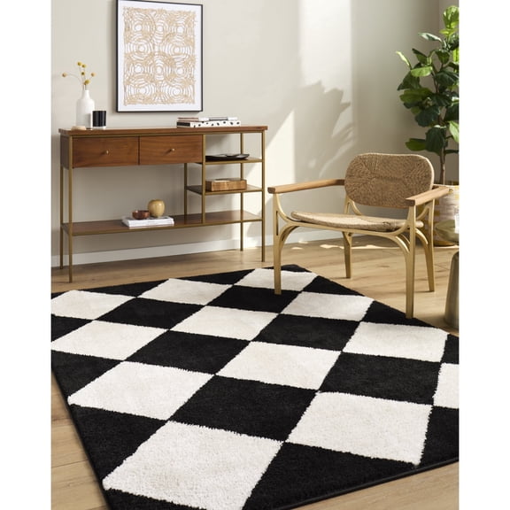 Livabliss x ELLE Decor Rivoli Modern Area Rug, 5'3" x 7', Black/Cream