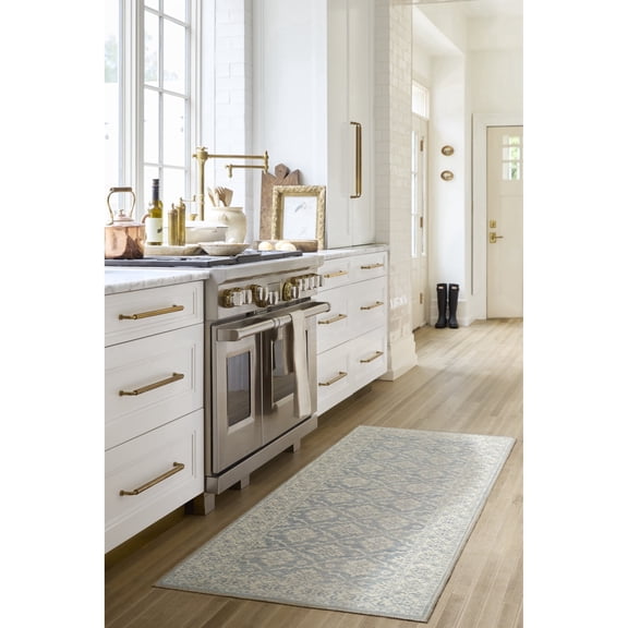 Livabliss x Nabela Noor Home Aram Traditional Medallion Area Rug, 1'10" x 2'11",Denim