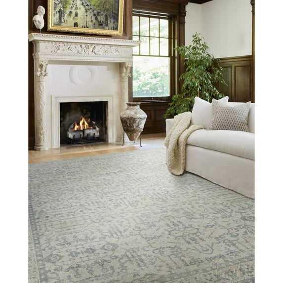 Livabliss x Nabela Noor Home Athiyo Printed Vintage Area Rug,6'7" x 9',Sky Blue