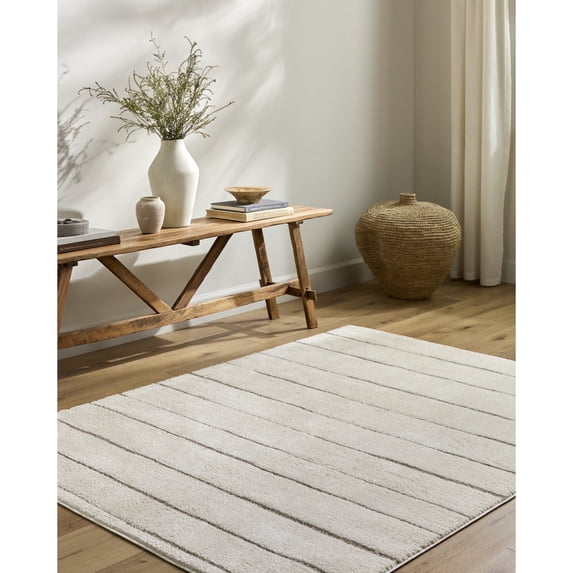 Livabliss x Our PNW Home Cascade Global Striped Area Rug,7'10" x 10',Striped Ivory