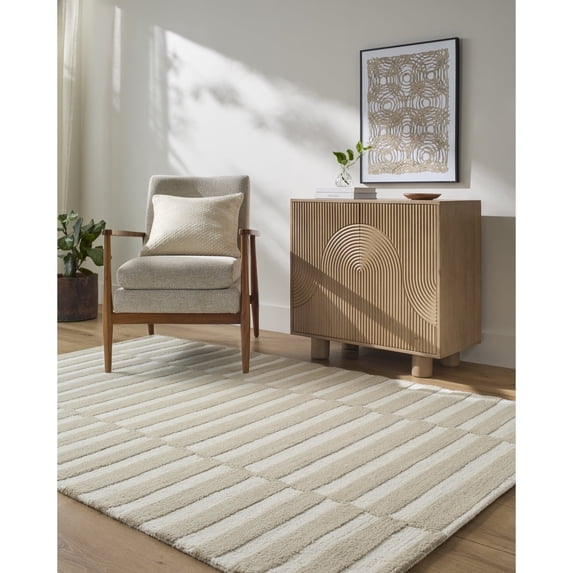 Livabliss x Our PNW Home Idaho Modern Minimalist Area Rug, 2'6" x 8', Taupe