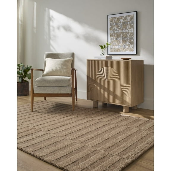 Livabliss x Our PNW Home Idaho Modern Minimalist Area Rug, 5' x 7'6", Brown