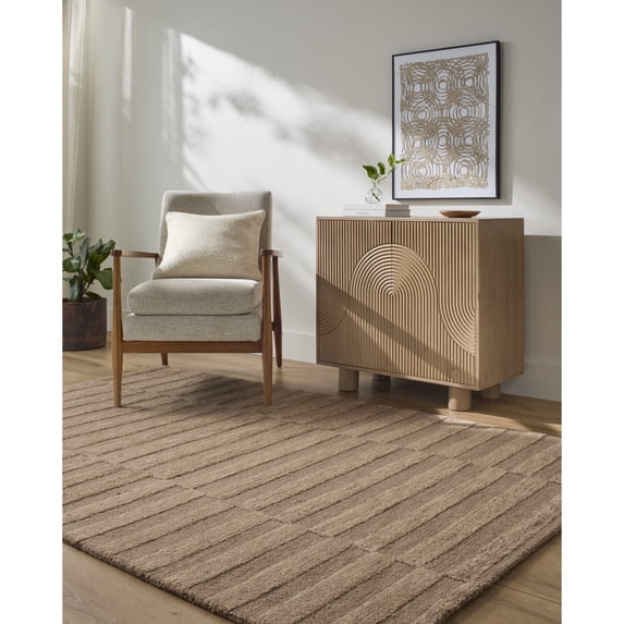 Livabliss x Our PNW Home Idaho Modern Minimalist Area Rug, 8' x 10', Brown