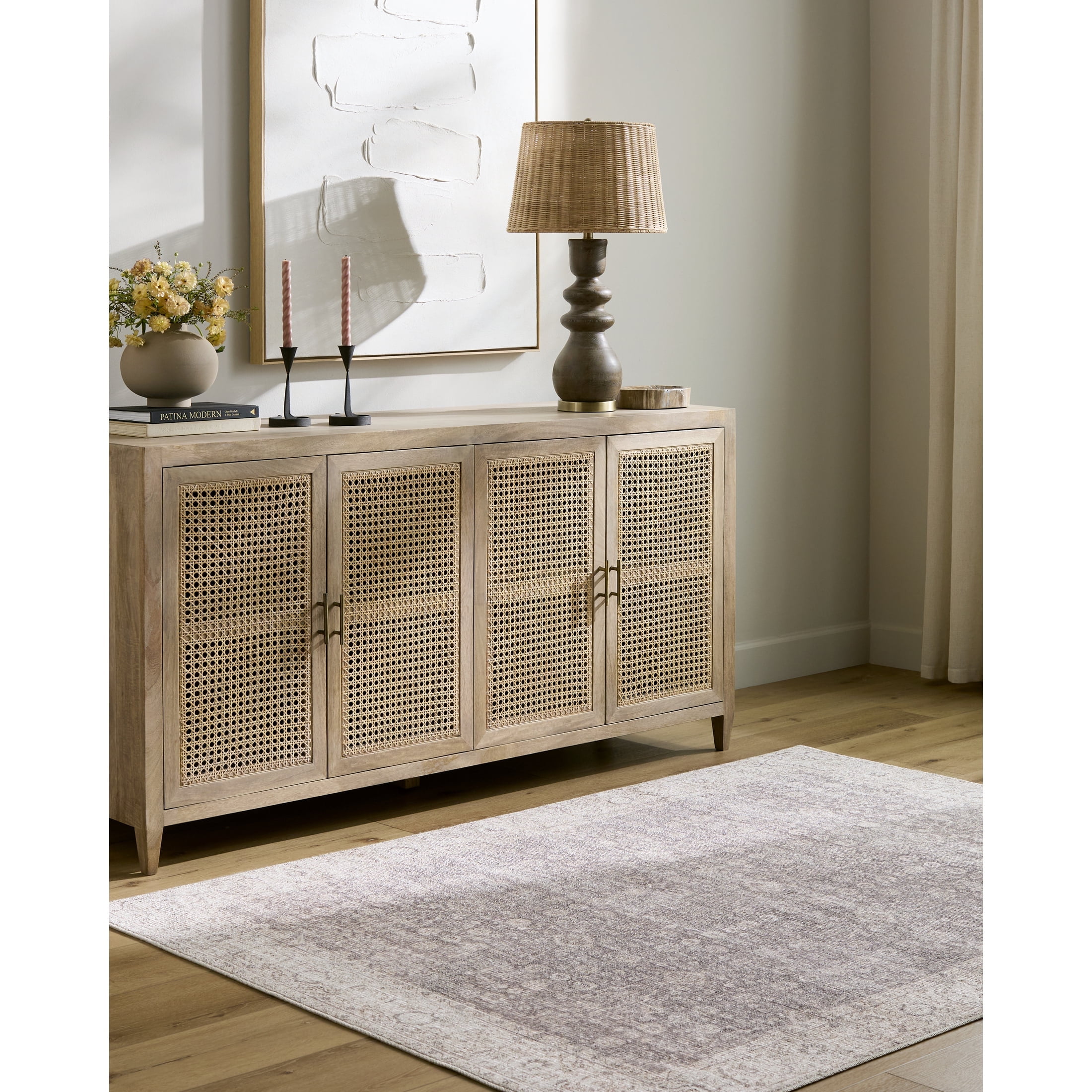Spokane Brown and Cream Synthetic Vintage Area Rug