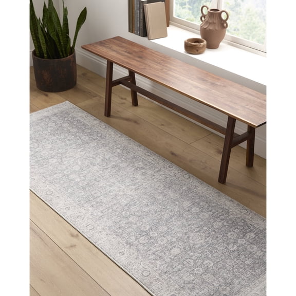 Livabliss x Our PNW Home Spokane Vintage Border Runner Area Rug, 2'7" x 10', Off-White/Brown