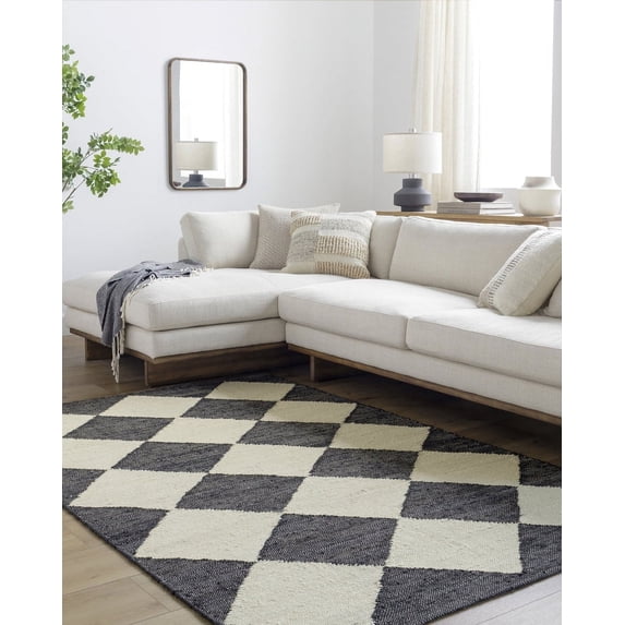 Livabliss x Vivir Antho Modern Geometric Area Rug, 5' x 7'6", Black