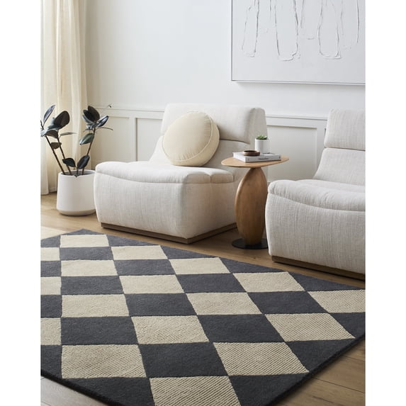 Livabliss x Vivir Isaac Modern Geometric Area Rug, 2' x 3', Charcoal/Beige, (2' x 3')