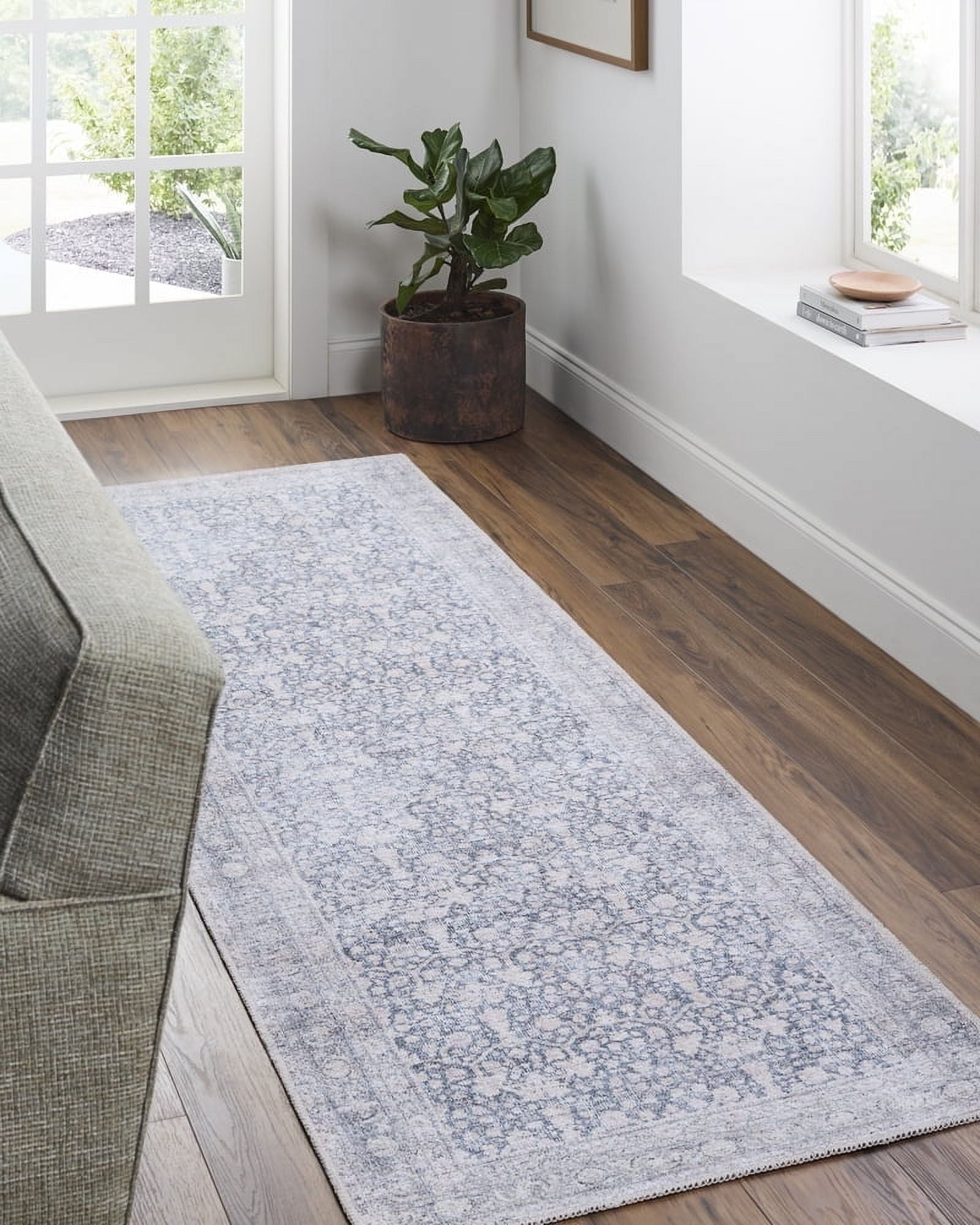 Livabliss x Vivir Lorelai Vintage Medallion Washable Runner Area Rug, 2'7" x 7'10", Medium Gray, (3' x 8')