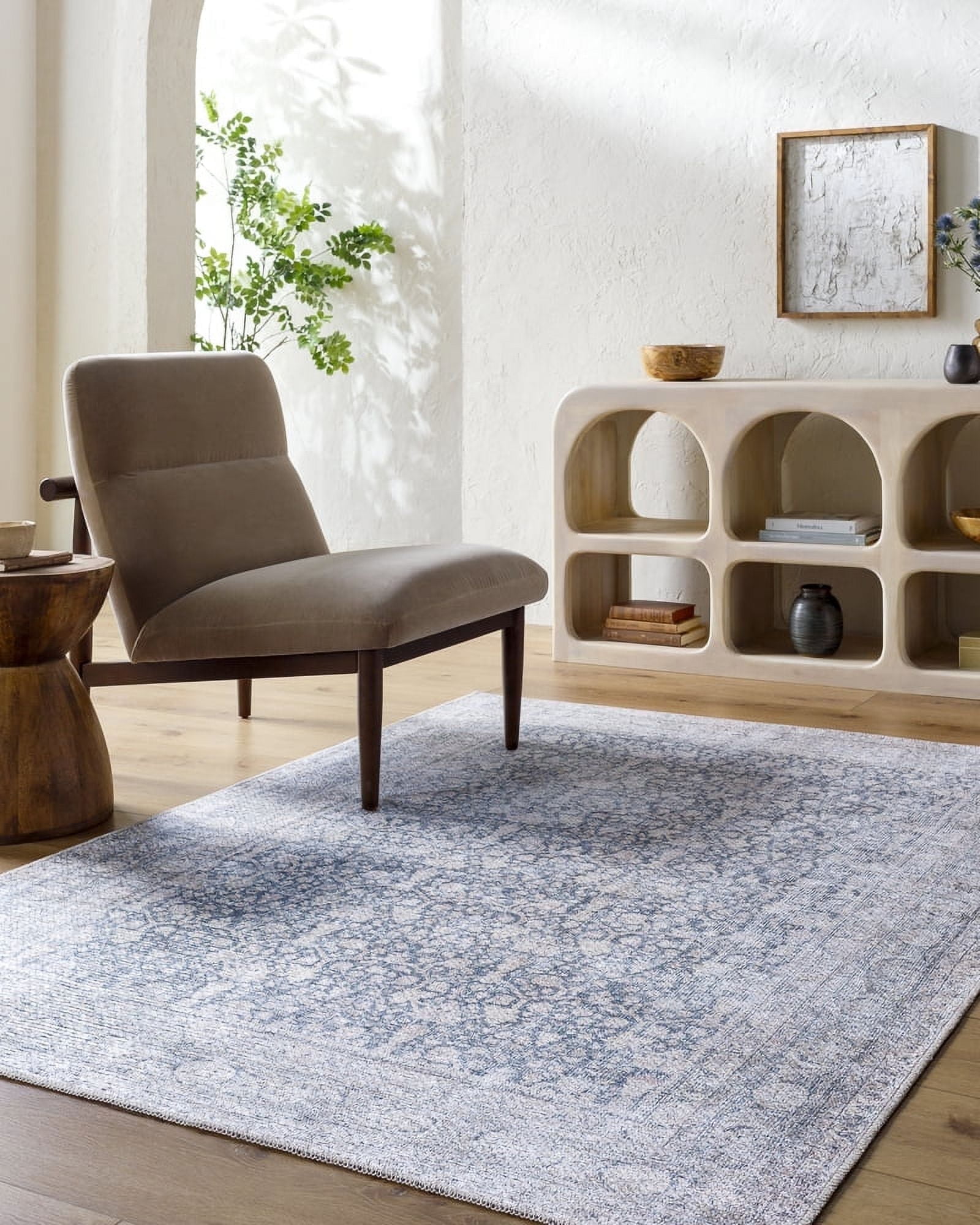 Livabliss x Vivir Lorelai Vintage Medallion Washable Area Rug, 5'3" x 7', Medium Gray, (5' x 7')