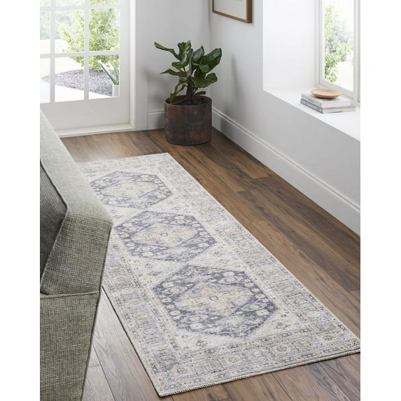 Livabliss x Vivir Lorelai Vintage Washable Runner Area Rug, 2'7" x 7'10", Beige, (3' x 8')