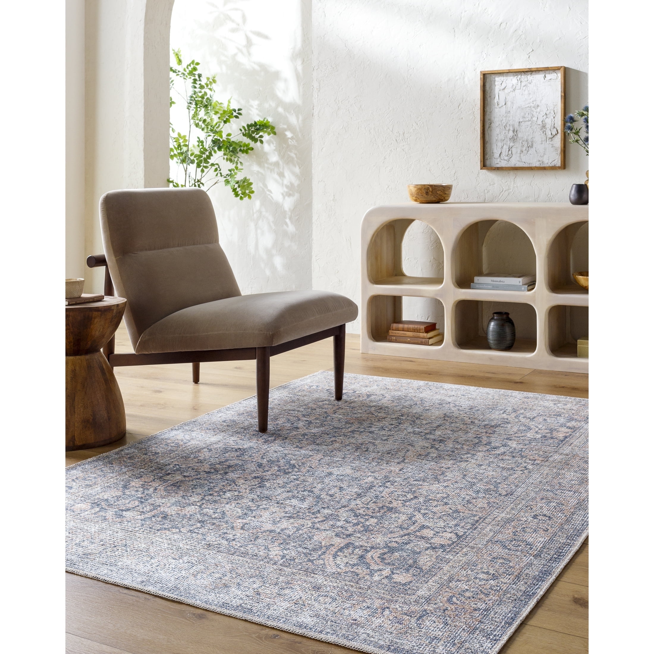 Livabliss x Vivir Lorelai Vintage Washable Area Rug, 5'3" x 7', Gray, (5' x 7')
