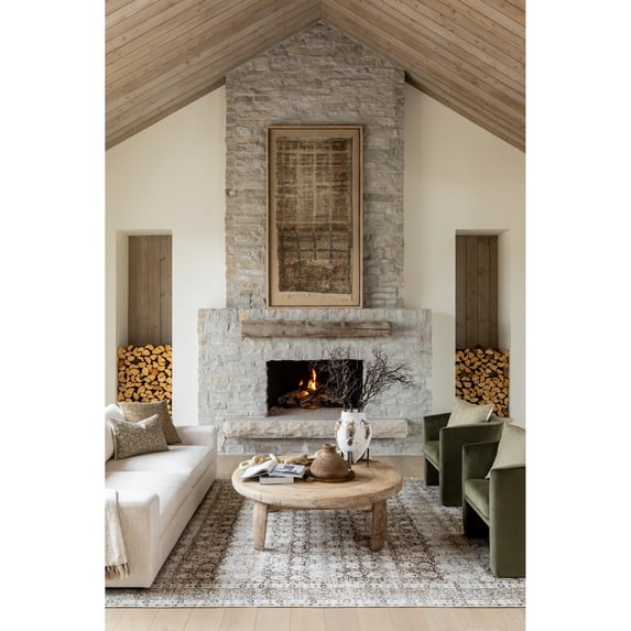 Livabliss x Vivir Lorelai Vintage Washable Area Rug, 5'3" x 7', Ivory/Brown, (5' x 7')