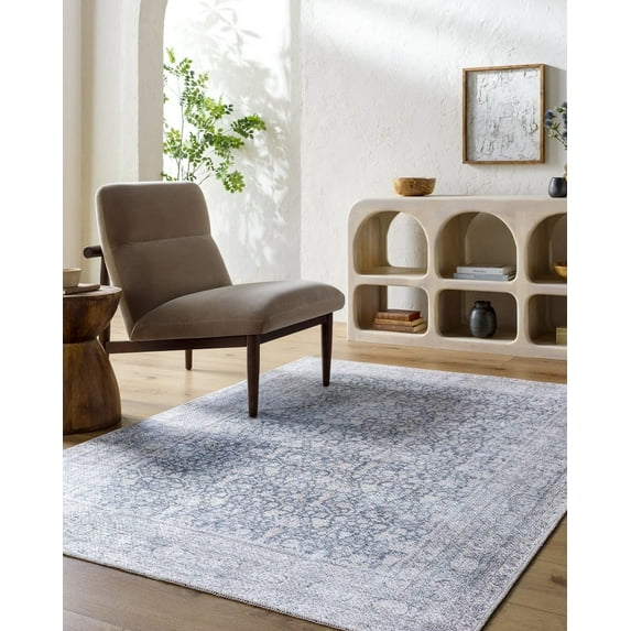 Livabliss x Vivir Lorelai Vintage Washable Area Rug, 7'10" x 10'2", Medium Gray, (8' x 10')