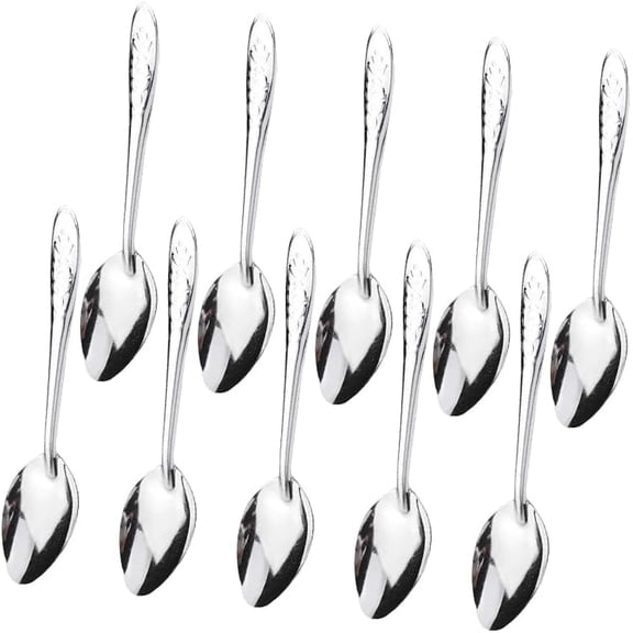 Livara 10-Pack Embossed Handle Stainless Steel Dinner Spoons, 6.5" Heavy-Duty Table Spoons for Soup, Rice & Desserts