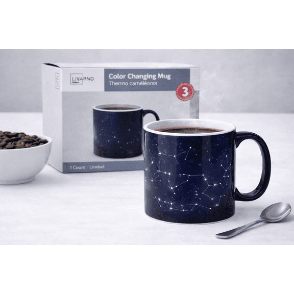 Livarno Constellation Color Changing Mug Heat Activated Star Map Coffee Cup 12 oz Porcelain