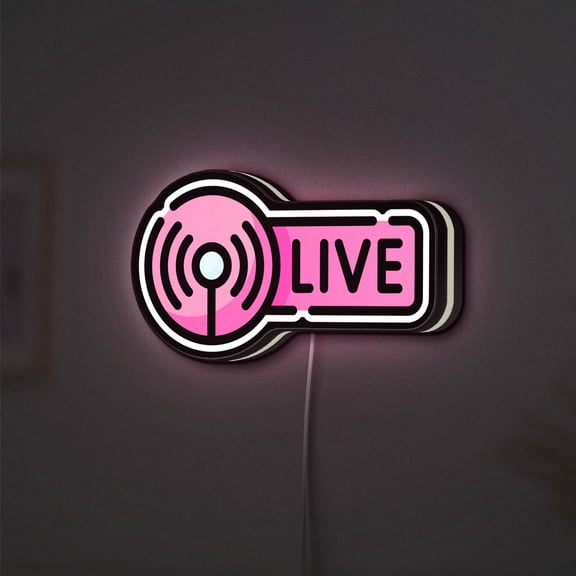 Live 3D Novelty Light Box, Entertainment and Video Stream Wall Art, Sleek Digital Decor for Content Creators (Height 24 inch, 60cm)