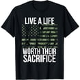thumbnail image 1 of Live A Life Worth Their Sacrifice Veterans Day Military Gift T-Shirt, 1 of 4