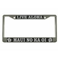 thumbnail image 1 of Live Aloha Maui No Ka Oi Style Metal License Plate Frame Personalized/Car Accessories Car Tag Holder Cover Carbon (Chrome/Carbon/Silver), 1 of 2