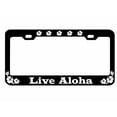 thumbnail image 1 of Live Aloha with Hibiscus Flower Style Metal License Plate Frame Personalized/Car Accessories Car Tag Holder Cover (Black/White), 1 of 2