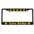 thumbnail image 1 of Live Aloha with Hibiscus Flower Style Metal License Plate Frame Personalized/Car Accessories Car Tag Holder Cover Carbon (Black/Carbon/Yellow), 1 of 2