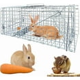 thumbnail image 1 of Live Animal Cage Traps,24in Rabbit Trap,Humane Way Folding Raccoon Traps for Stray Cats,Squirrels,Live Traps for Raccoons,Steel Foldable with Pedal Triggers, 1 of 7