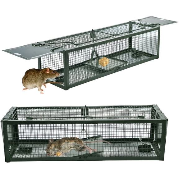 Live Animal Humane Trap 2-Door Mouse Trap Cage for Chipmunk, Rats, Squirrels, Voles, Rodent and Small Size Pests
