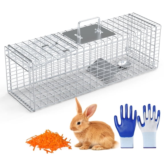 Live Animal Trap Cage For Spring Summer 27x7.5x8in Folding Catch And Release Steel Humane Cat Trap For Racoons Stray Cats Rabbits Beavers Hedgehogs Chipmunk Small Animals