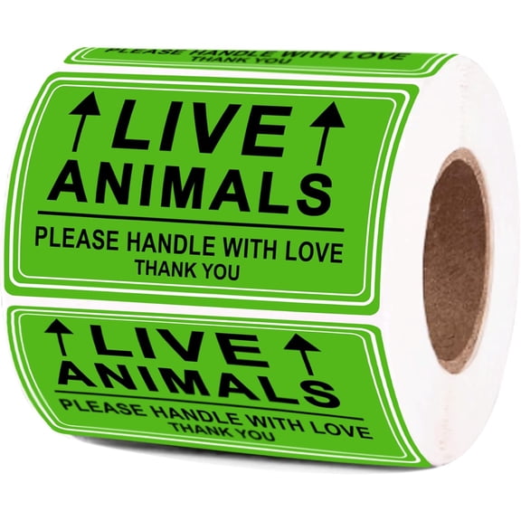 Live Animals Stickers for Pet Crate 250Pcs Fluorescent Handling Labels for Pet Shipping, Airline Cargo, Breeder Transport, Animal Rescue & Veterinary Clinic Please Handle with Love