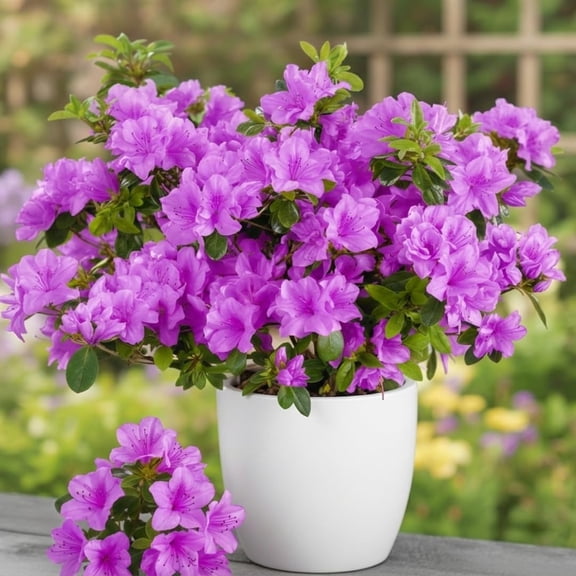 Live Azalea Plant, Rhododendron Flowering Shrub, Hardy Ornamental Plant, 10 Inches Tall, for Indoor or Outdoor Planting (Purple Azalea)