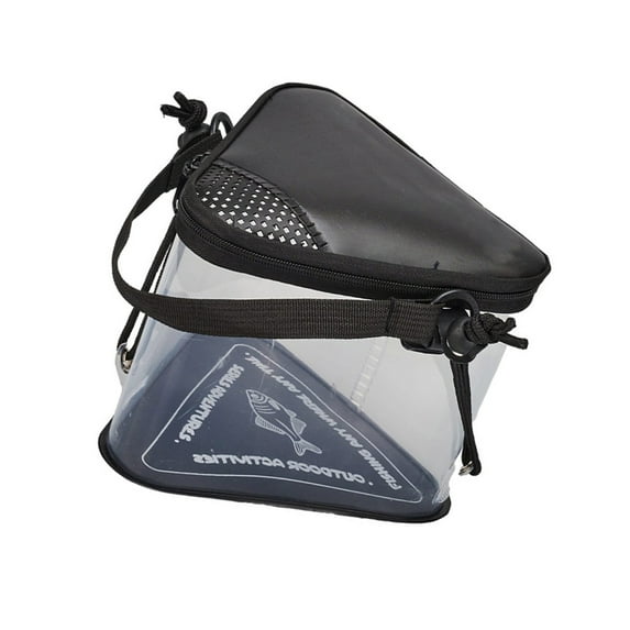 Live Baits Container Portable Water Pail Triangle Fishing Bucket Multifunctional Minnow Bucket with Net Lid Collapsible