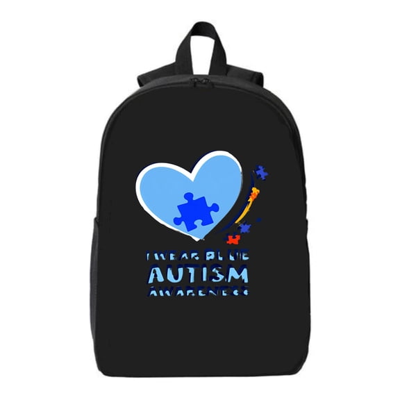 Live Blue Awareness Laptop Backpack - 15 " Compatible Heart & Puzzle Piece Design Colorful Accents Ideal Travel Bag