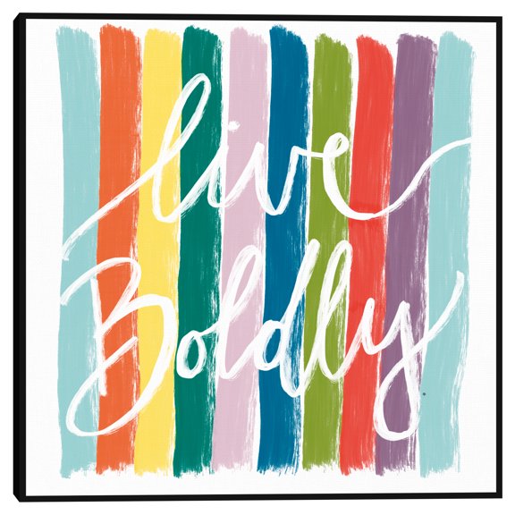 Live Boldly Stripes by Border Bloom Framed Canvas Art Print