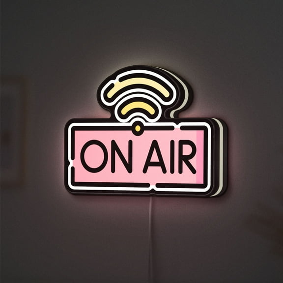 Live Broadcast 3D Novelty Light Box, On Air Sign for Radio or Podcast Studio Walls (Height 16 inch, 40cm)