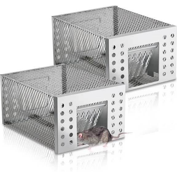 Live Chipmunk Cage Trap for Indoor and Outdoor Small Rodent Animal Mouse Vole Chipmunk Hamsters Live Cage@, Catch and Release (Closed), 2 Pcs Humane Rat Trap#!