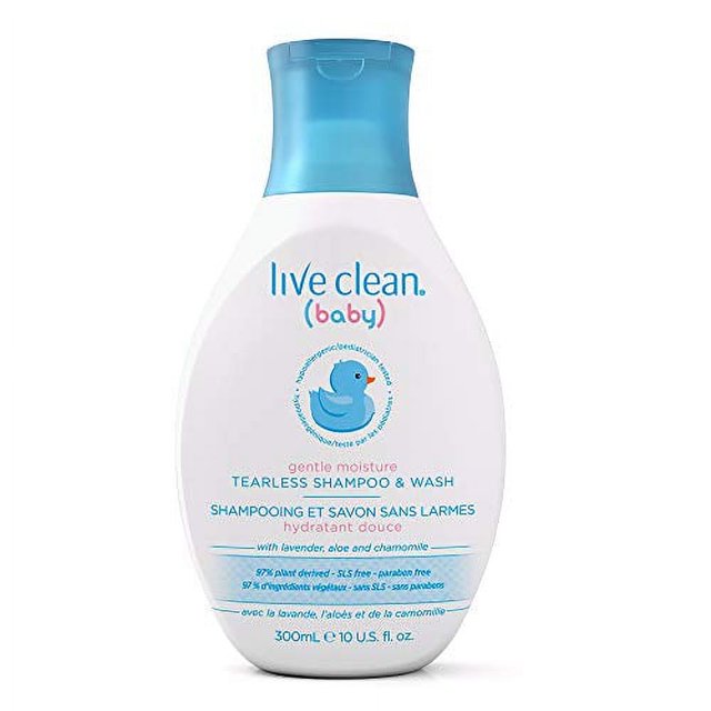 Live Clean Baby Tearless Shampoo & Wash, Gentle Moisture Baby Soap, 10