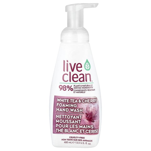 Live Clean Foaming Hand Wash, White Tea & Cherry, 13.5 fl oz (400 ml)