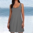 thumbnail image 1 of Live Coconut Tree Sleeveless Mini Dress Sunshine Sand Beach Mini Dress Women's Summer Casual V Neck Mini Dress Comfy Dress Casual Dress Womens Dresses with Split T Shirt Dress for Women Knee Length A, 1 of 4