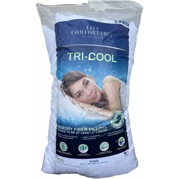 Live Comfortably Platinum Pillow, (2 Pack)