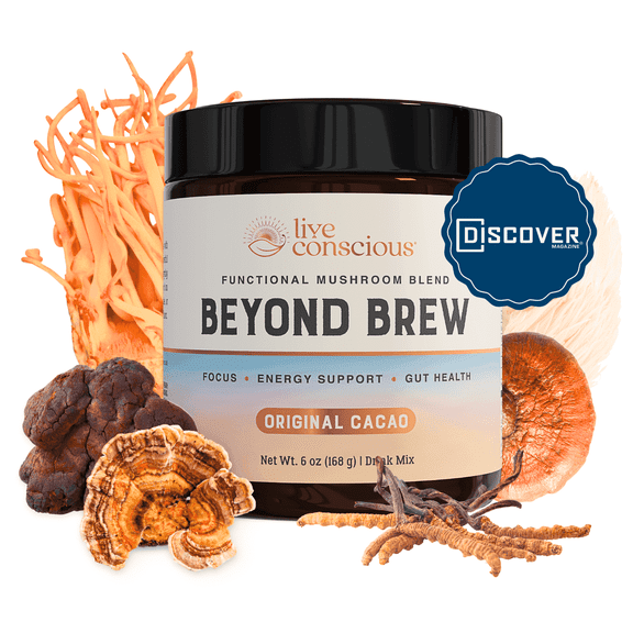 Live Conscious Beyond Brew Mushroom Coffee Alternative, Original Cacao, 30 Servings