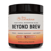 Live Conscious Beyond Brew Mushroom Superfood Coffee Alternative, Caramel Macchiato, 30 Servings