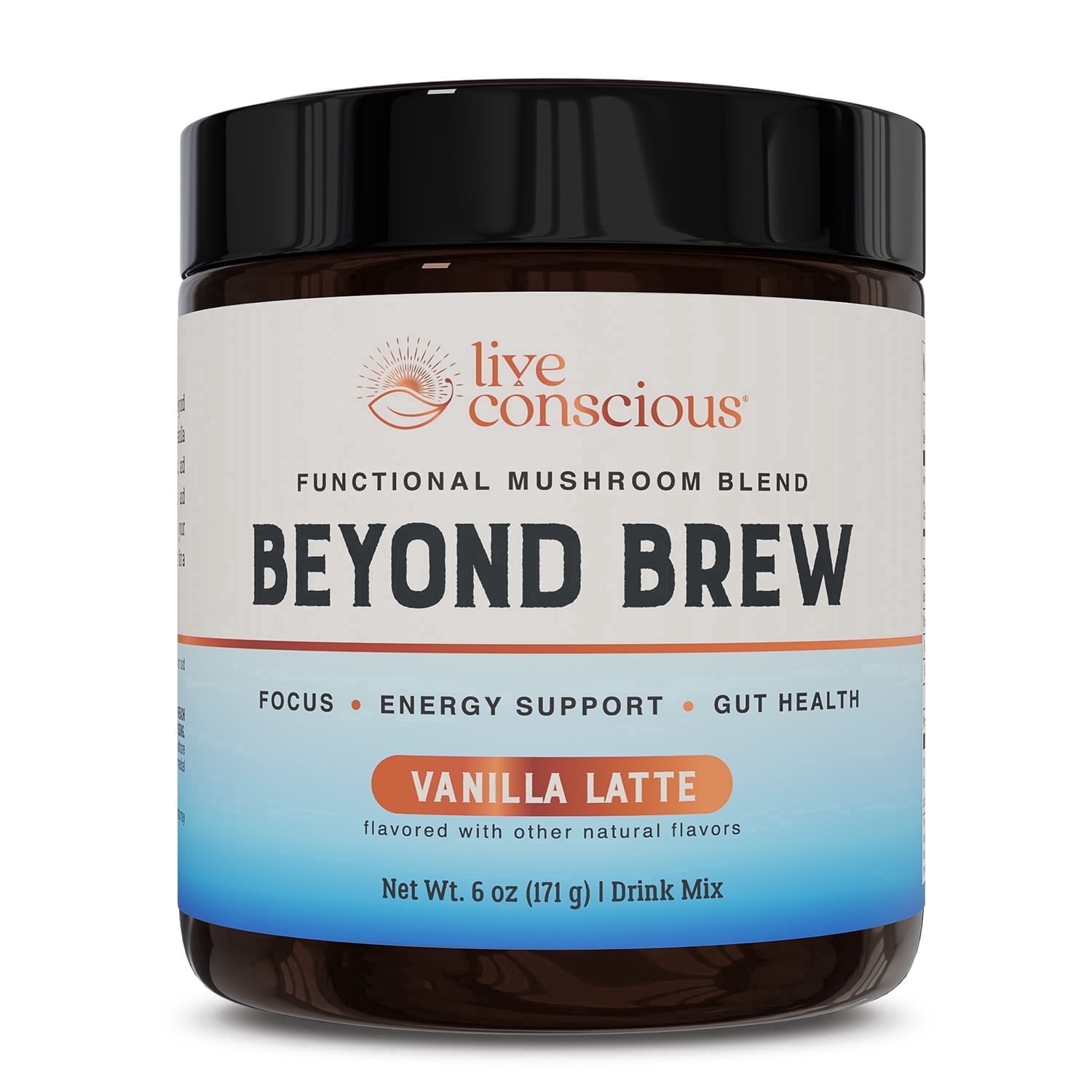 Beyond Brew Vanilla Latte Coffee Alternative - Mushroom Complex w/ Lion’s Mane, Reishi, Cordyceps & Chaga for Sustained Focus, Energy & Immunity Support. Prebiotics & Probiotics Support Gut Health, 3