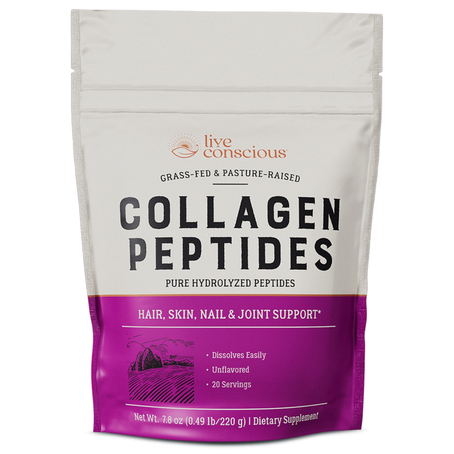 Live Conscious Collagen Peptides Hydrolyzed Powder, 11 g, 41 Servings
