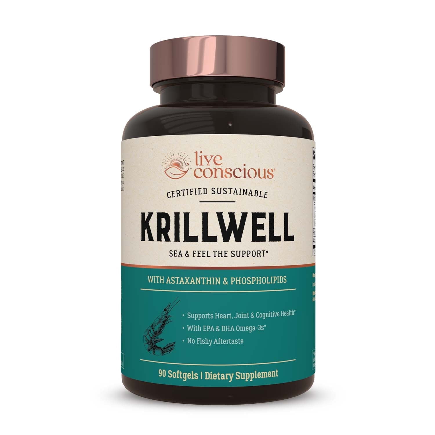 Live Conscious KrillWell Heart & Cognitive Support Krill Oil Omega-3, 1500mg, 90ct