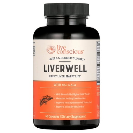 Live Conscious LiverWell Liver Cleanse with NAC, for Men and Women, 800 mg, 30 Servings