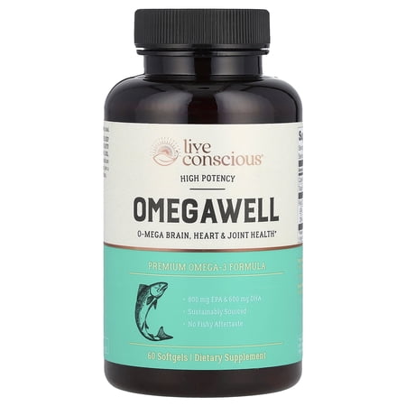 Live Conscious OmegaWell Fish Oil, Heart & Brain Health Support, 60 Softgels