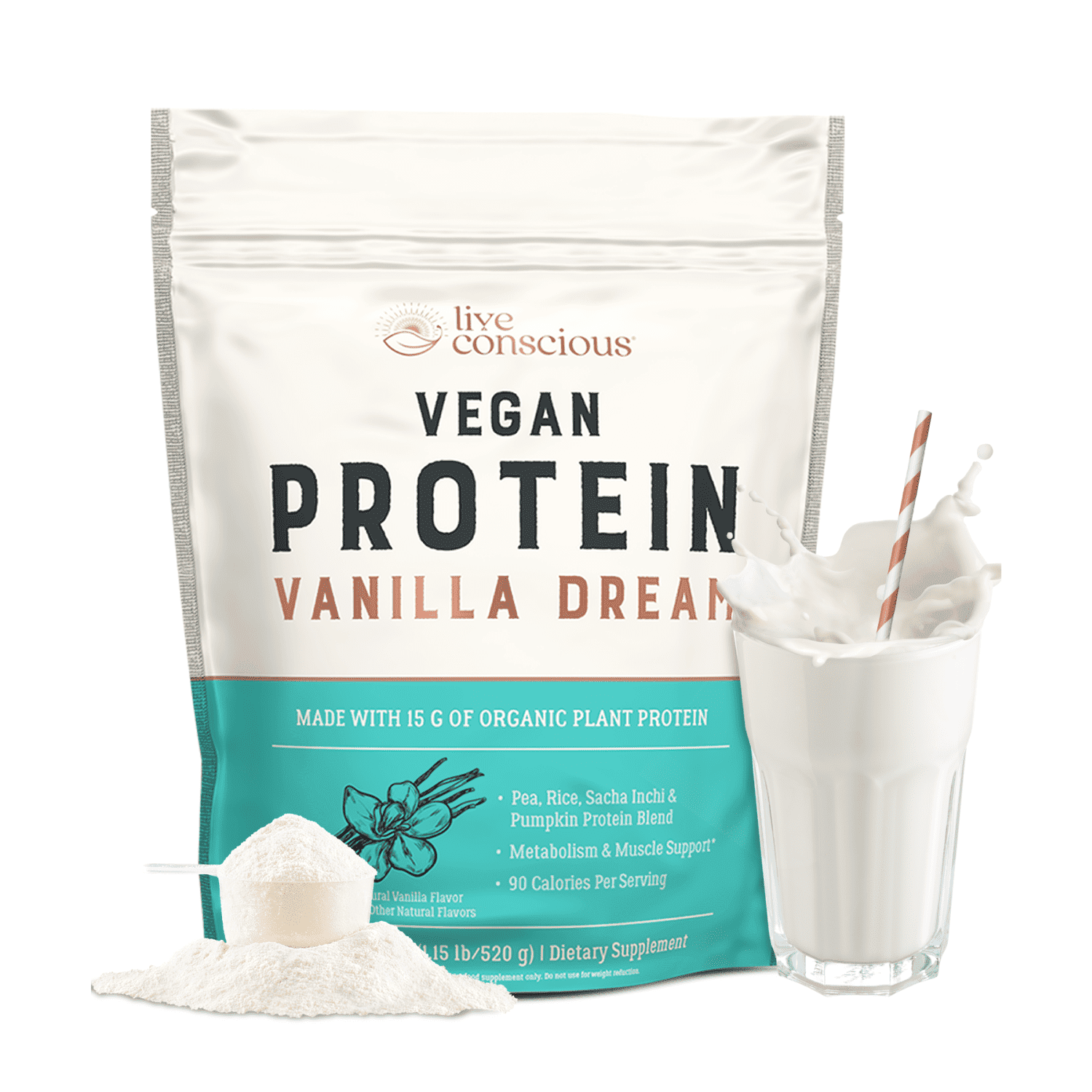 Live Conscious Pea Protein Powder, Vanilla Dream Flavor, 25.8g, 20 servings