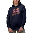 thumbnail image 1 of Live Deep, Love Deep, Squat Deep, Gym or Work Out Quote Merch Gift, Navy Blue Hooded Sweatshirt or Hoodie, XL, 1 of 5