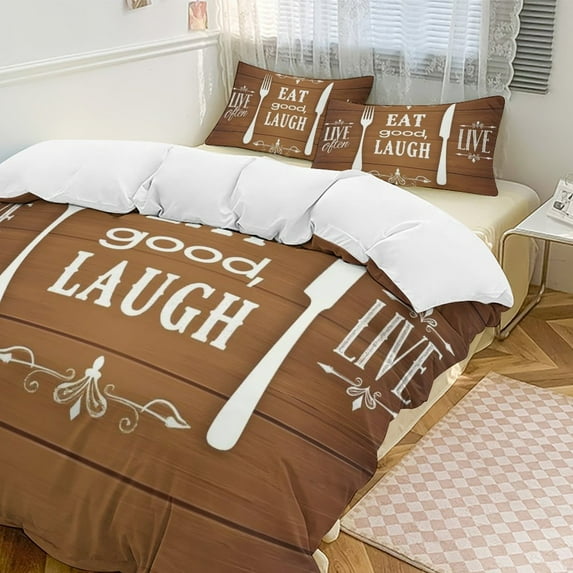 Live Eat Laugh Art Print Bedding Set Couple Bedclothes Pillowcase Customized Home Textiles Bed Set for Bedroom Decoration