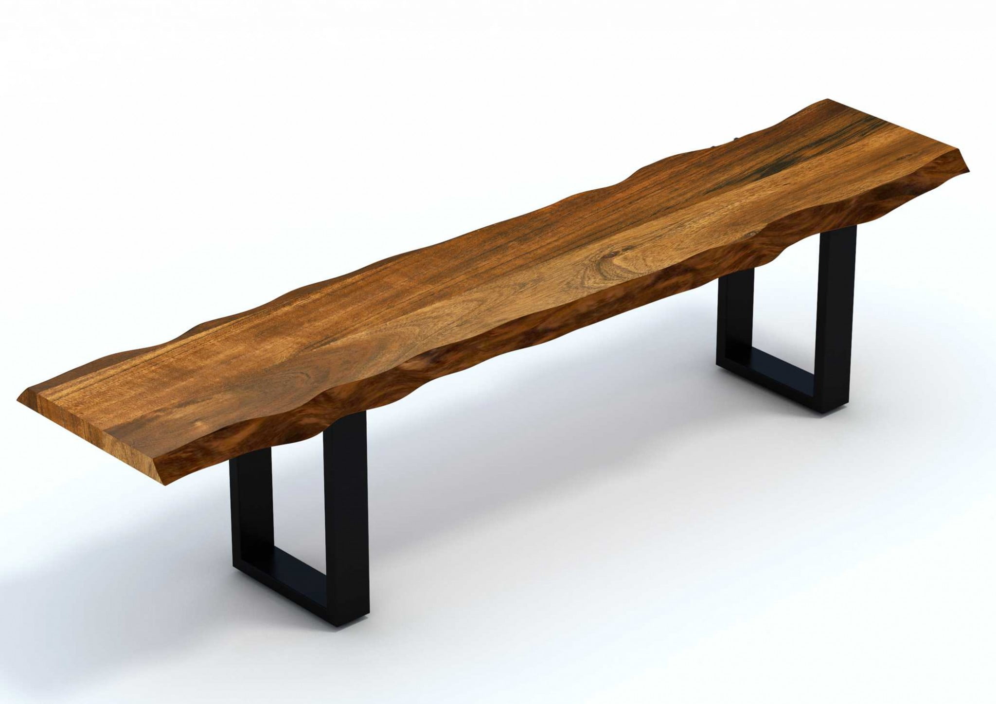 Live Edge Acacia Wood Dining Bench with Black Metal Legs - Walmart.com