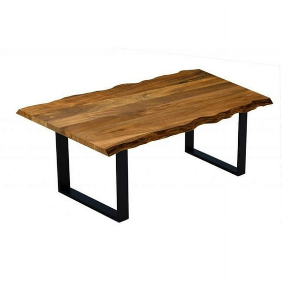 Live Edge Acacia Wood Dining Table with Black Metal Legs